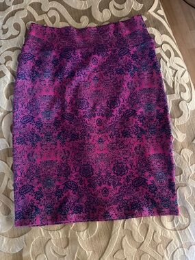 LuLaRoe Pink and Navy with light blue accents Pencil Skirt